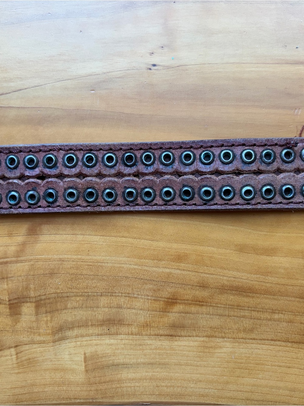 Leather Grommet Waist Belt - Brown - Picture 6 of 9